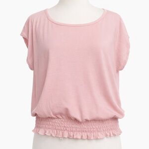 CHASER Pink Smocked Waist Blouson Top – Medium